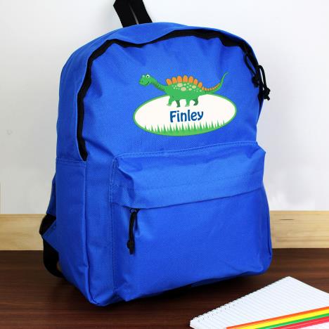 Personalised Dinosaur Blue Backpack Extra Image 2